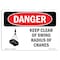 Signmission Safety Sign, OSHA Danger, 3.5" Height, Keep Clear Of Swing Radius Of Cranes, Landscape OS-DS-D-35-L-1382 - alternate 1